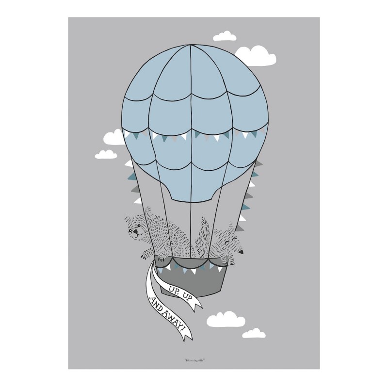 Plakat - Bloomingville - Bjørn i luftballon 70x50