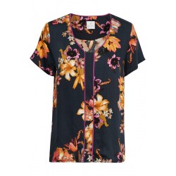 Bluse / T-shirt - Culture "Inis" - Mørkeblå m/ blomster