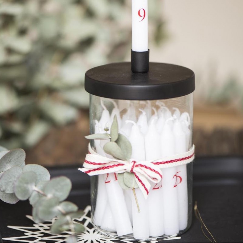 Billede af Glaskrukke m/ sort låg til kertelys - Ib Laursen