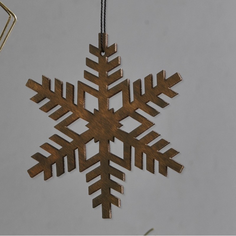 Billede af Snefnug guld farvet af træ - Nordal - 12x12cm