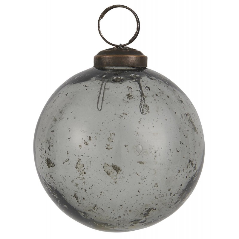 Julekugle rund glas grå - Ib Laursen Dia: 8 cm