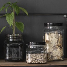 Opbevaringsglas firkantet m/ sort låg - Ib Laursen 700 ml