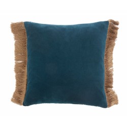 Cushion cover w/fringes, dusty blue/d.bl