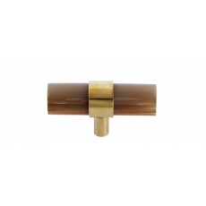 KNOB/HOOK , brown horn/brass, small