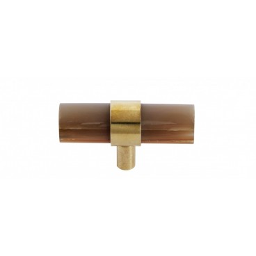 KNOB/HOOK , brown horn/brass, small