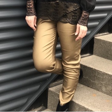 / "Læder" Leggins Guld - Costamani "Lion" ✓GRATIS