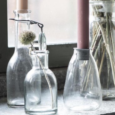 Flaske / Vase zink konisk m/ lysindsats - Ib Laursen - H: 11,5
