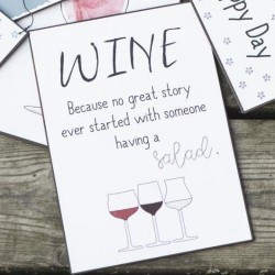 Metalskilt "Wine Because no great story..." - Ib Laursen