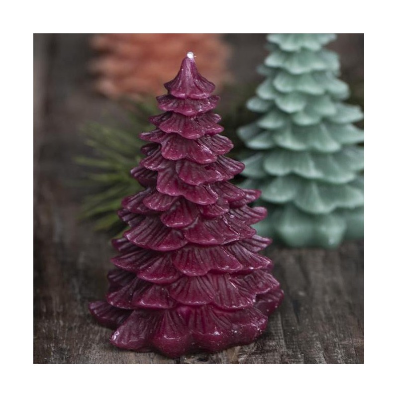 #2 - Stearinlys juletræ - bordeaux - Ib Laursen H: 12,5 cm