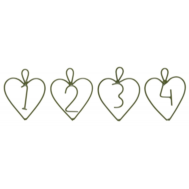 Adventstal 1-4 hjerteformet armygrønt metal - Ib Laursen