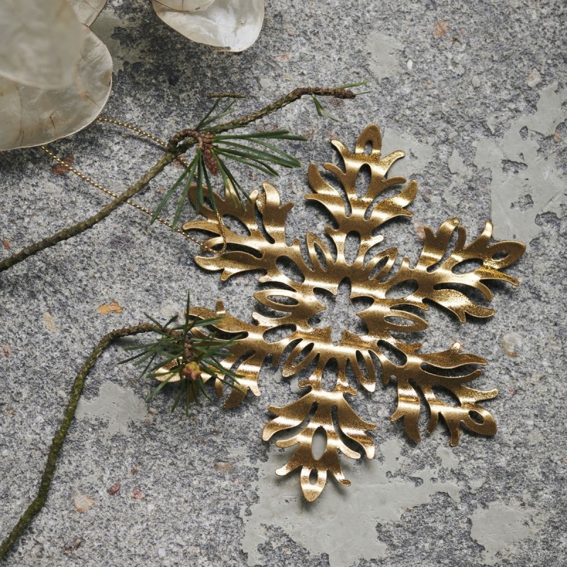 Julepynt, Tin plate snow flower by House Doctor (D: 11.8 cm., Guld)