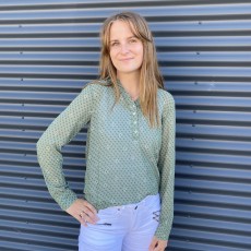 Skjorte / Bluse "Lulu" - Costamani - støvet grøn m/ mønster