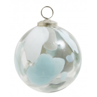 Julekugle i mundblæst glas lyseblå - Nordal dia: 8 cm