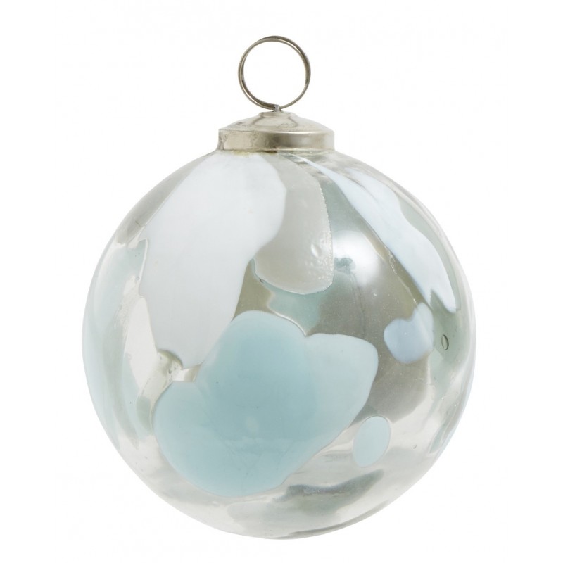 2: Julekugle i mundblæst glas lyseblå - Nordal dia: 8 cm