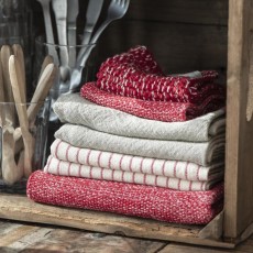 Håndklæde "Mynte" rød strikket - Ib Laursen