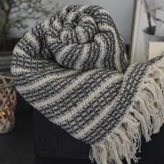 Plaid creme m/ sort stribemønster - Ib Laursen