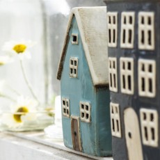 Hus t/ fyrfadslys "Nyhavn" - Ib Laursen - Beige tag u/ skorsten