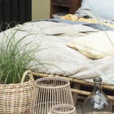 Vintage quilt sengetæppe antracit