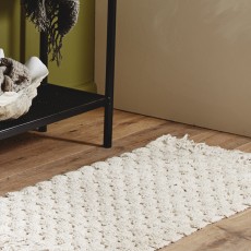 LUNA bath rug w/fringes, off white