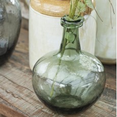 Glasballon / vase brunt glas mundblæst - Ib Laursen - Lille