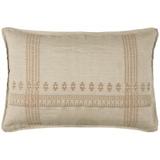 Pudebetræk sand m/ beige broderi hør - Ib Laursen - 40x60