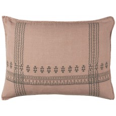 Pudebetræk malva m/ gråt broderi hør - Ib Laursen - 50x70