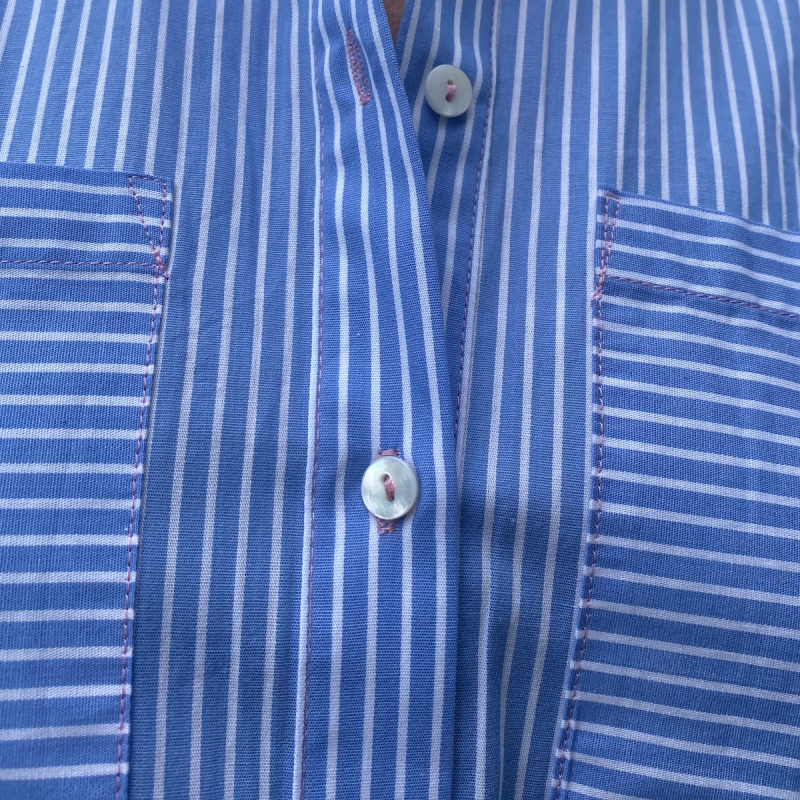 Afvise Pløje smække Skjorte lang blå "Beach stripe" m/ hvide striber - Costamani; Se HER