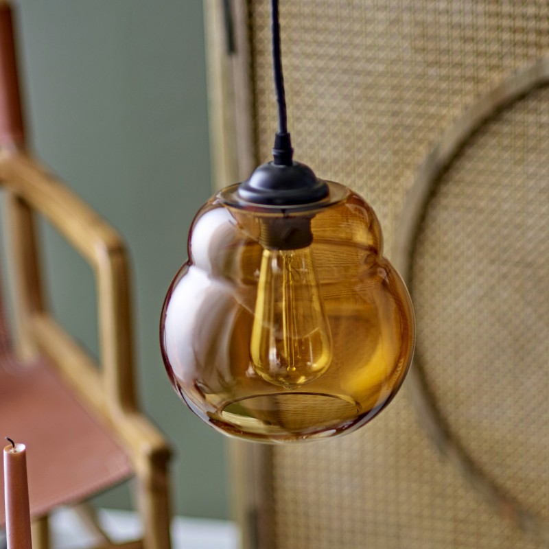 Pendel loftslampe "Baha" glas brun - ✓GRATIS levering
