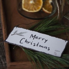Metalskilt "Merry Christmas" & lille gren - Ib Laursen