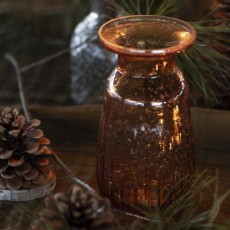 Hyacintvase brun mundblæst glas brændt - Ib Laursen H: 13,2