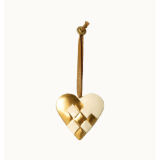 Flettet hjerte metal ornament m/ guld farve - Maileg Stor H: 6 cm