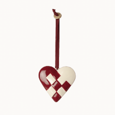 Flettet hjerte metal ornament rødt - Maileg