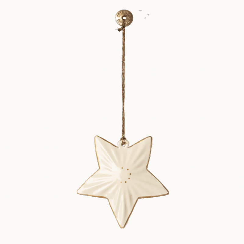 Stjerne M/ Guldkant Metal Ornament - Maileg