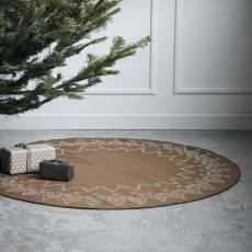Tæppe rundt "Noel" brun - Ib Laursen - Juletræstæppe 120 cm
