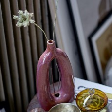 Vase / deko rosa & brun stentøj - Bloomingville - H: 24,5