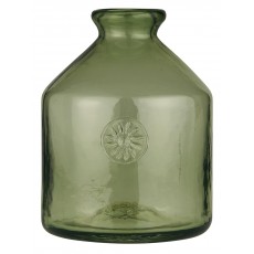 Glasflaske grøn mundblæst - Ib Laursen H: 23 cm