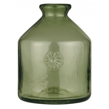 Glasflaske grøn mundblæst - Ib Laursen H: 23 cm