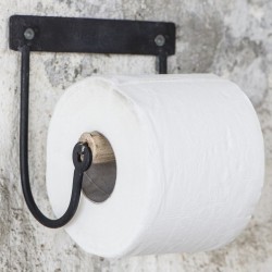 Toiletrulleholder bue m/ trærulle sort - Ib Laursen