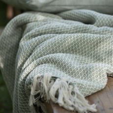 Plaid creme m/ grønt rudemønster - Ib Laursen