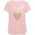 T-shirt lyserød m/ mørk beige hjerte - Costamani