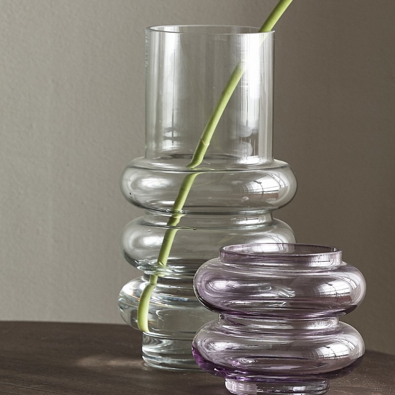 Billede af Vase "Maui" m/ 3 ringe sart lysegrøn - Nordal H: 26,5 cm