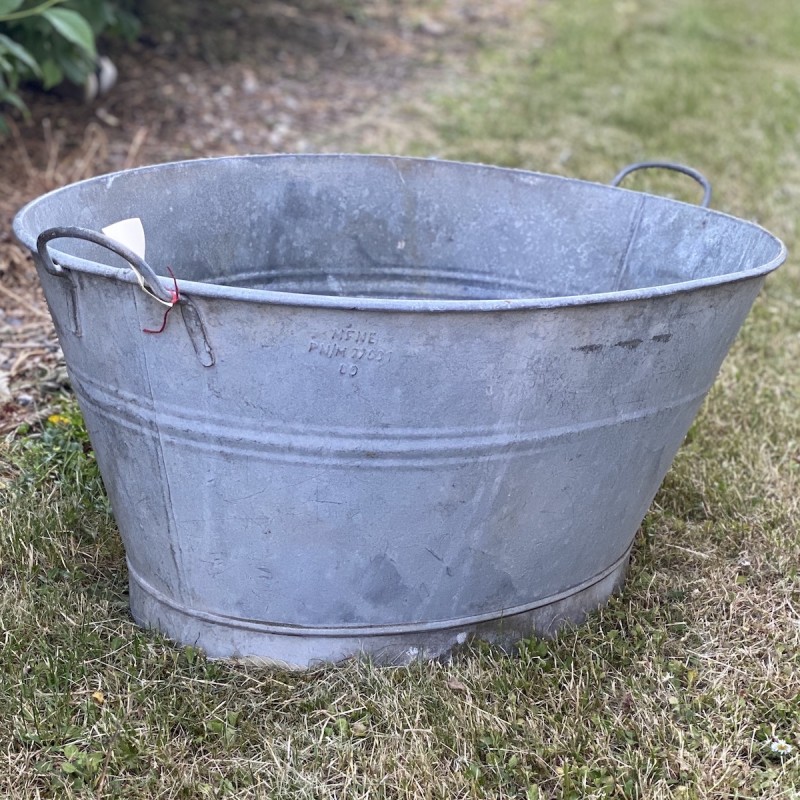 Billede af Zink balje oval Stor - Gammel