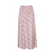 Lang nederdel "MaddinSZ" m/ pink & blå blomster - Saint Tropez
