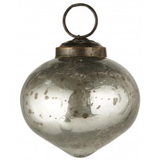 Julekugle løgformet glas sølv - Ib Laursen Dia: 5,2 cm