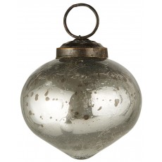Julekugle løgformet glas sølvfarvet - Ib Laursen Dia: 5,2 cm