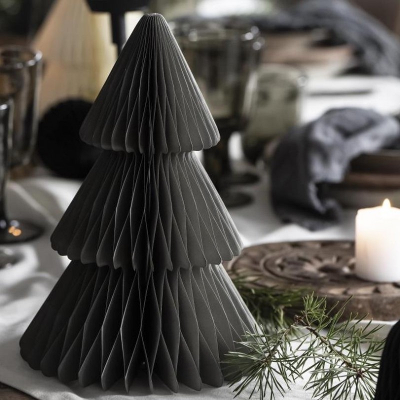 12: Juletræ foldet papir mørkegrå - Ib Laursen H: 25