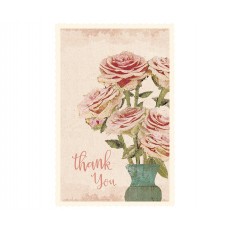 Kort m/ hvid kuvert, roser & teksten "Thank you" - Maileg