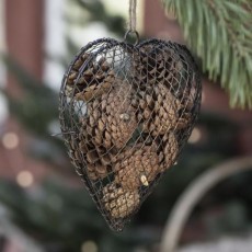 Hjerte i tråd t/ ophæng messing kan åbnes - Ib Laursen H: 18 cm