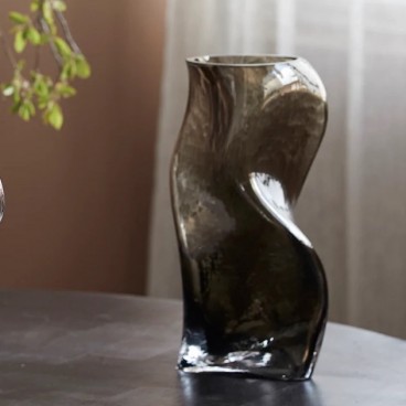 Vase "Sable" snoet glas grå - Nordal - H: 30 cm