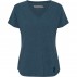 T-shirt m/ v-hals & logo støvet mørkeblå - Costamani